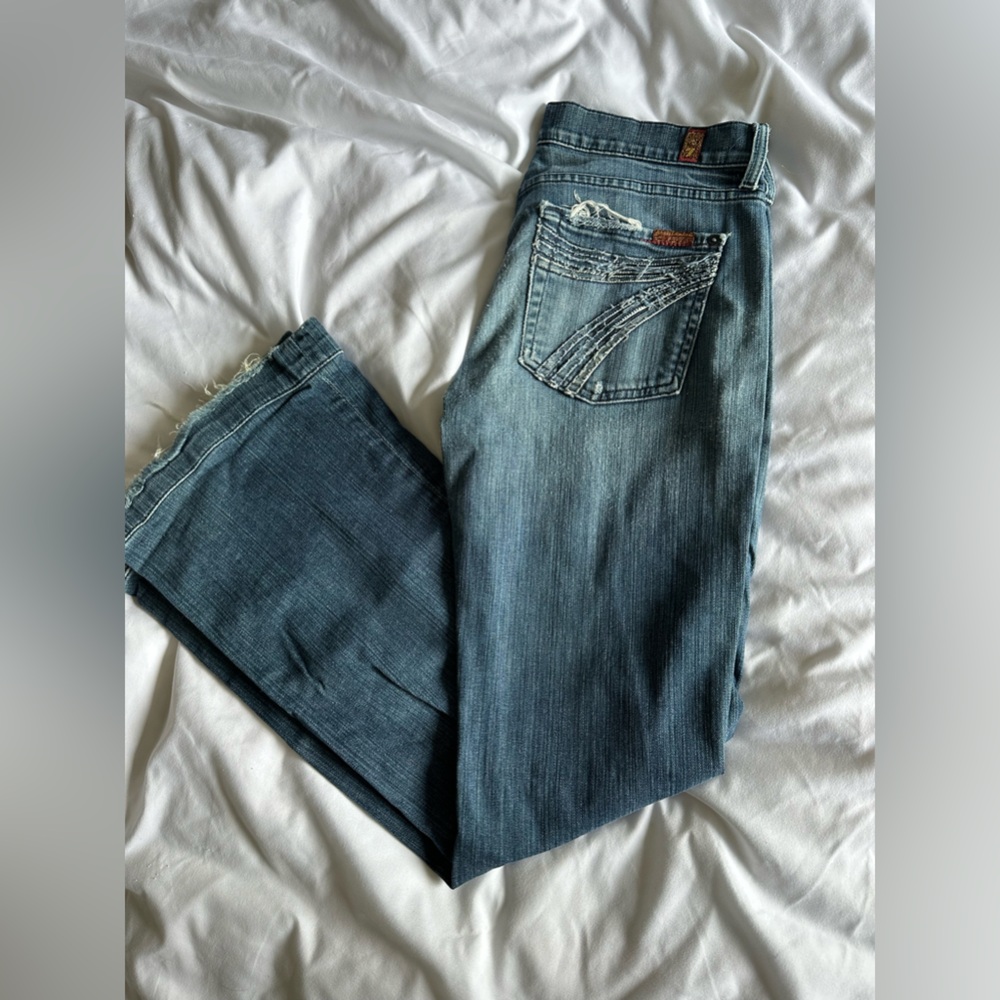 7 For All Mankind Blue Flare Wide Leg Jeans